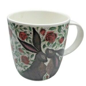 Roy Kirkham Mug Bunny Couple Rabbit Easter Roses Romantic Fine Bone China Shabby